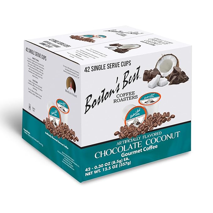 Boston’s Best - Chocolate Coconut Flavored Dessert Gourmet Coffee Compatible with Keurig Coffee Maker, 1 Count (42 Single Serve Medium Roast Cups)