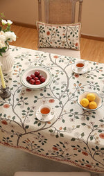 Load image into Gallery viewer, Designer Floral Small Square Tablecloth,French Linen Light Beige Indoor Table Cloth,Fall Wrinkle Resistant Decor Tablecloths for Dining Thanksgiving Kitchen Party,55"*55"-Flora A