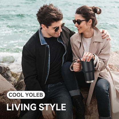 30 oz Tumbler with Handle and Lid, Stainless Steel Tumblers Bulk Double Wall Vacuum Insulated Travel Mug Leak Proof Cup Keep Drinks Cold and Hot Black, 8 Pack