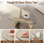 Load image into Gallery viewer, Noguchi Triangle Glass Coffee Table with Solid Wood Base, Vintage Clear Glass Top Modern Design for Living Room, Patio, Study, White Ash