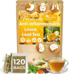 Load image into Gallery viewer, 120 Tea Bags - Anti-Inflammaheb Loose Leaf Tea, 100% Natural from Ginger, Turmeric, Peppermint, Black Pepper, Cinnamon. Made with Natural Material Tea Bags. No Sugar, No Caffeine, No Gluten, Vegan.