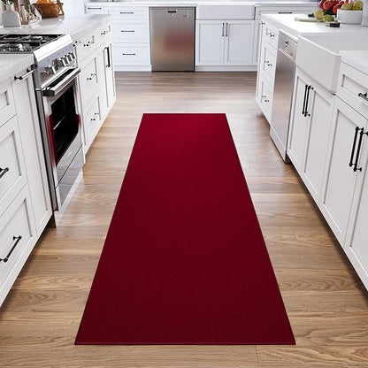 Ottomanson Hallway Runner Rug 2'7" x 9'10" Non Slip Solid Area Rugs Easy to Clean Laundry Rug Runner Durable & Pet Friendly Floor Carpet Runners for Hallways Entryway Living Room Kitchen, Red