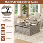 Load image into Gallery viewer, Itaar 39.4'' Lift Top Coffee Table with Storage, Farmhouse Coffee Tables for Living Room, Square Coffee Table with Large Hodden Compartment &amp; 2 Drawrs &amp; Adjustables Shelves (Gray)