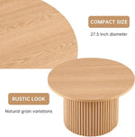 Load image into Gallery viewer, NORDICANA Single Accent Round Coffee Table, 27.5 Inch Wide 16.7 Inch Tall Oak Color Farmhouse Center Table for Living Room, Manufactured Wood Top with Oak Veneer 16.7 Height Tall