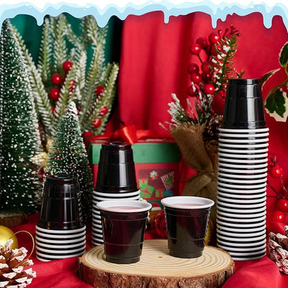 Lilymicky 600 PACK 2 oz Plastic Shot Glasses, Mini Black Disposable Shot Cups for Parties, Carnivals, and Any Events
