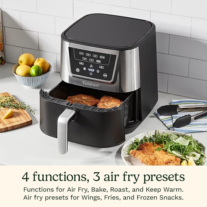 Cuisinart 6 Qt Basket Air Fryer, Black & Silver, AIR-180