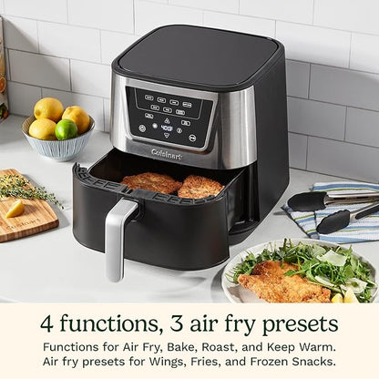 Cuisinart 6 Qt Basket Air Fryer, Black & Silver, AIR-180