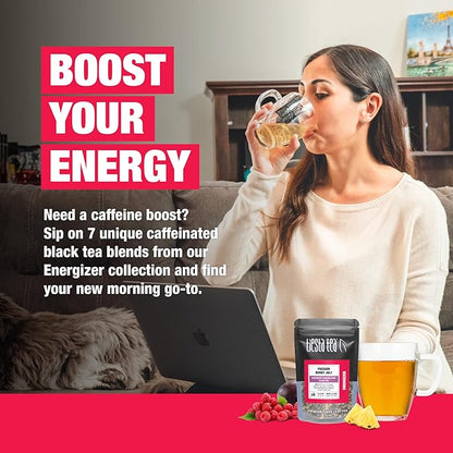 Tiesta Tea - Black Sampler Dry Flight Set, Loose Leaf, High Caffeine, Makes Hot & Iced, Assorted Tea Sets with Herbal, Chai, Fruit Black Teas & More, 7 Resealable Sample Pouches