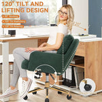 Load image into Gallery viewer, Flannel Office Chair, Comfy Home Office Desk Chairs with Lumbar Support, Modern Velvet Desk Chair Gold Legs Small Swivel Task Chair for Home Office, Bedroom, Study (Green, L)