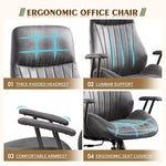 Load image into Gallery viewer, High Back Office Chair,Modern Swivel Office Chair,Black Suede Fabric Gaming Chair,Height Adjustable Home Office Desk Chair with Lumbar Support