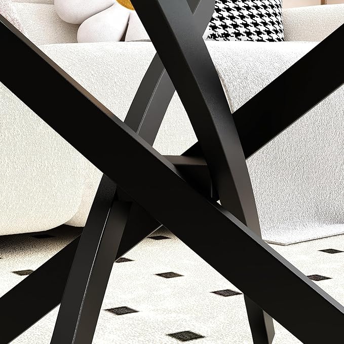 Oval Coffee Table Modern Living Room Table with Tempered Glass Top and Black Metal Legs Contemporary Stylish Center Table Tea Table for Living Room Office