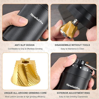 M7 Pro Manual Coffee Grinder,Titanium Coating Conical Burr,Hand Coffee Grinder with External 72 Grinding Scales,All-round Hand Grinder for Pour Over Drip French Press Espresso Cold Brew