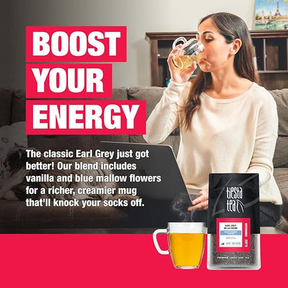 Tiesta Tea - Earl Grey de la Crème, Loose Leaf, Creamy Earl Grey Black Tea, Premium Blend, Caffeinated Black, Make Hot or Iced Brews Up to 200 Cups, 16 Ounce Resealable Bulk Pouch