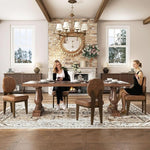 Load image into Gallery viewer, Mid-Century Modern Walnut Dining Chairs Set of 4, Vintage Brown Leather Wooden Kitchen Chairs, Retro Upholstered PU Cushioned Seat with Curved Backrest, Armless Accent Side Chair for Bedroom