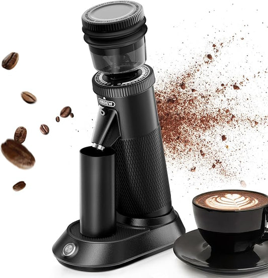 HIBREW G5 Single-Dose Espresso Grinder with Conical Burr, Magnetic Dosing Cup, Metal Housing, Dual-Speed Adjustment, 36-Step Micro Grind Settings - for Espresso Moka Pots & Drip Coffee (Graphite)