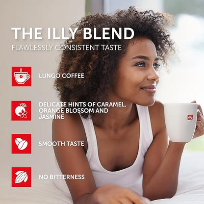 illy Aluminum Espresso Capsules - Compatible with Nespresso Machines - Classico Lungo Roast Coffee - Mild & Balanced - Notes Of Caramel, Orange Blossom & Jasmine - 10 Count (Pack of 10)