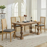 Load image into Gallery viewer, French Country Dining Chairs Set of 2, Grey Modern Kitchen &amp; Dining Room Chairs, Rattan Dining Chair with Linen Upholstered Cushion, High Cane Back, Wood Legs, Sillas de Comedor (Gray, 2 Pcs)