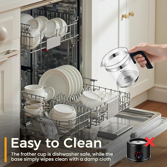 Milk Frother and Steamer, 6 in 1 Milk Steamer and Milk Warmer, 17oz Auto Shut Off Electric Frother with Touch Screen, Hot/Cold Foam Maker for Coffee, Latte, Cappuccino, Hot Chocolate