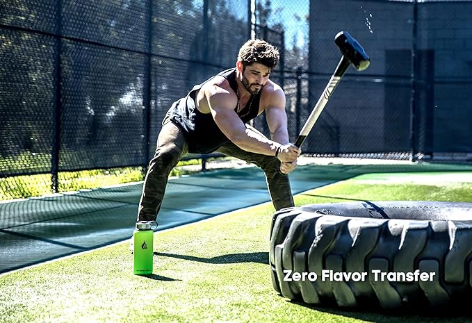 HYDRO CELL Stainless Steel Insulated Water Bottle with Straw - For Cold & Hot Drinks - Metal Vacuum Flask with Screw Cap and Modern Leakproof Sport Thermos for Adults (Neon 32oz)