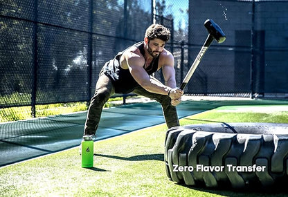 HYDRO CELL Stainless Steel Insulated Water Bottle with Straw - For Cold & Hot Drinks - Metal Vacuum Flask with Screw Cap and Modern Leakproof Sport Thermos for Adults (Neon 32oz)