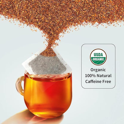 Soeos Organic Rooibos Tea, 9oz (250g), 100 Tagless Tea Bag, Naturally Caffeine Free, USDA Organic.