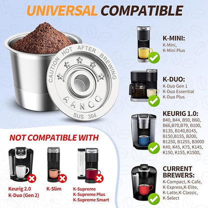2 Pack K Cup Reusable Coffee Pods for Keurig: Stainless Steel Refillable K Cup - Reusable Coffee Filter for Keurig 1.0 Coffee Maker, Permanent, Eco-Friendly, BPA-Free