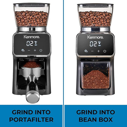 Kenmore Conical Burr Grinder - Grind Coffee Beans For Home Brewing, Smart Maquina Moler, Control Dosing For Espresso, French Press, Drip Coffee, 30 Grind Size, Digital Control, Spice grinding