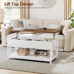 Load image into Gallery viewer, Lift Top Coffee Table,Lift Coffee Table with Storage Shelf and Large Hidden Compartment for Living Room,Lifting top Coffee Tables for Small Space,White + Walnut
