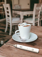 Load image into Gallery viewer, Delm Milk Frother Electric USB Stainless Steel Accessory - Frother Wand Foam Maker for Lattes - Milk Frother Handheld for Cappuccino, Frappe, Matcha, Hot Chocolate - Frother for Coffee (white)