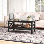 Load image into Gallery viewer, HOMCOM Glass Coffee Table, Modern Farmhouse Center Table with Storage, Side Table for Living Room with Classic X-Bar Style Sides, Black