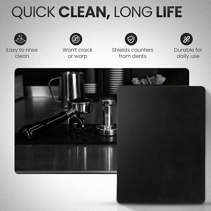 Rattleware Premium Tamping Mat - Non-Slip Espresso Packing Surface, Heatproof, Durable Rubber, Protects Countertops, Kitchen & Coffee Bar Essential, Suitable for Home & Commercial Use (8" x 6")