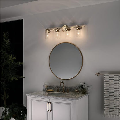 Kichler Brinley 4 Light Vanity Light with Clear Glass in Champagne Bronze, (32.5" W x 10.25" H), 45690CPZ