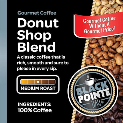 Black Pointe Bay Coffee Donut Shop Blend, Medium Roast, 80 Count, Single Serve Coffee Pods for Keurig K-Cup Brewers