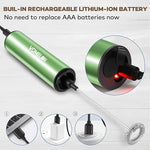 Load image into Gallery viewer, Rechargeable Milk Frother Handheld Electric Frother Wand Milk Foamer Drink Mixer for Coffee, Lattes, Cappuccino, and Egg, Stainless Steel for Travel-Green