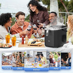 Load image into Gallery viewer, WIE Countertop Ice Maker, 26lbs/24H Portable Ice Machine with Handle,9 Bullet Ice Cubes in 6 Mins,Self-Cleaning Compact Icemaker with Selectable Ice Size for Home Kitchen/RV/Camping/Party, Black