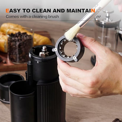 Burr Coffee Bean Grinder, Small Electric Coffee Grinder, Stainless Steel Conical Burr for Espresso, Drip, French Press, Black, Q4 BK