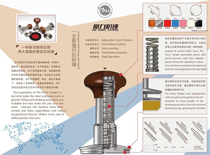 The Force Tamper Automatic Impact Coffee Tamper Adjustable Const Pressure and Autoleveling Extend Set New (Ball, 58.35mm)