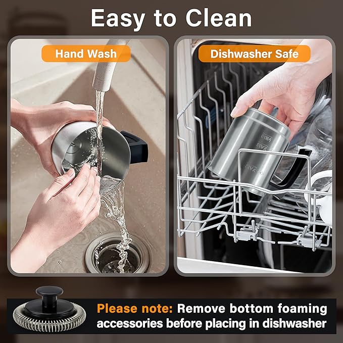 Milk Frother and Steamer, 500ml 4-in-1 Electric Foam Maker with Dial Control & LED Indicator, Hot & Cold Milk Frother, Non-Stick Stainless Steel, Silent, Easy to Clean, for Coffee, Latte, Cappuccino