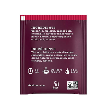 Stash Tea Pomegranate Raspberry Green Tea, Box of 100 Tea Bags