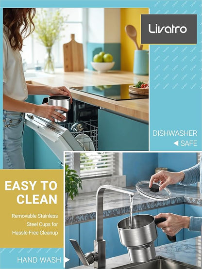 14-in-1 Electric Milk Frother and Steamer with Dual Detachable Cups (21oz & 13.5oz), IH Fast Heating Milk Warmer for Lattes/Cappuccinos/Hot Chocolate, Smart Memory, Dishwasher Safe