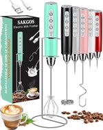 Load image into Gallery viewer, Milk Frother with Stand Rechargeable- Handheld Coffee Frother with 3 Stainless Whisks 3 Speed Adjustable, Electric Whisk Drink Mixer, Foam Maker Blender for Matcha Latte Cappuccino Chocolate