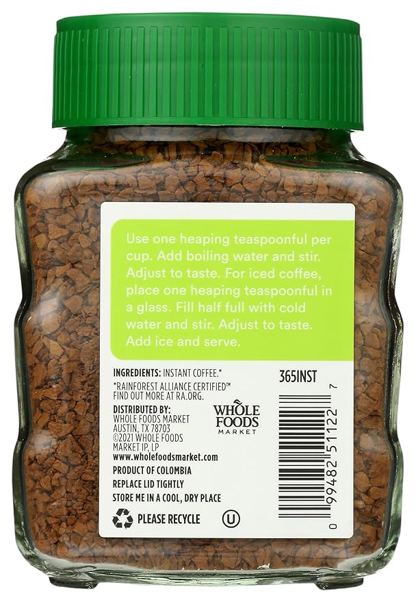 365 by Whole Foods Market, Decaf Instant Coffee, Dark Vienna Roast, Swiss Water Process, 3.5 Ounce