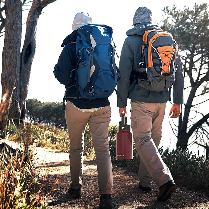 2/3 Gallon Water Bottle Insulated(Cold for 48 Hrs),BPA Free&Leak Proof,87oz Stainless Steel Water Jug/Flask,Big thermo,Large Water Bottle with Handle for Gym,Hiking,Camping,Brick Red