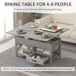Load image into Gallery viewer, Lift Top Coffee Table with Storage, Convertible Coffee Table Converts to Dining Table, Center Table with Drawer and Hidden Compartment, Farmhouse Coffee Tables with Lifting Top for Living Room, Grey