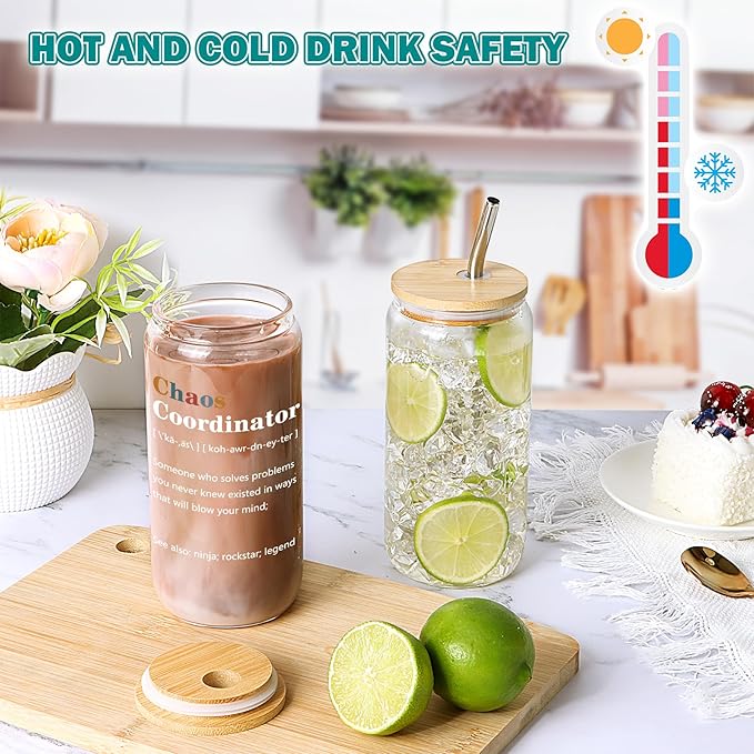 Chaos Coordinator Gifts For Women - Cool Coworker Thank You Present for Boss, Teacher, Mom Birthday Christmas Boss Day Gifts Glass Cup