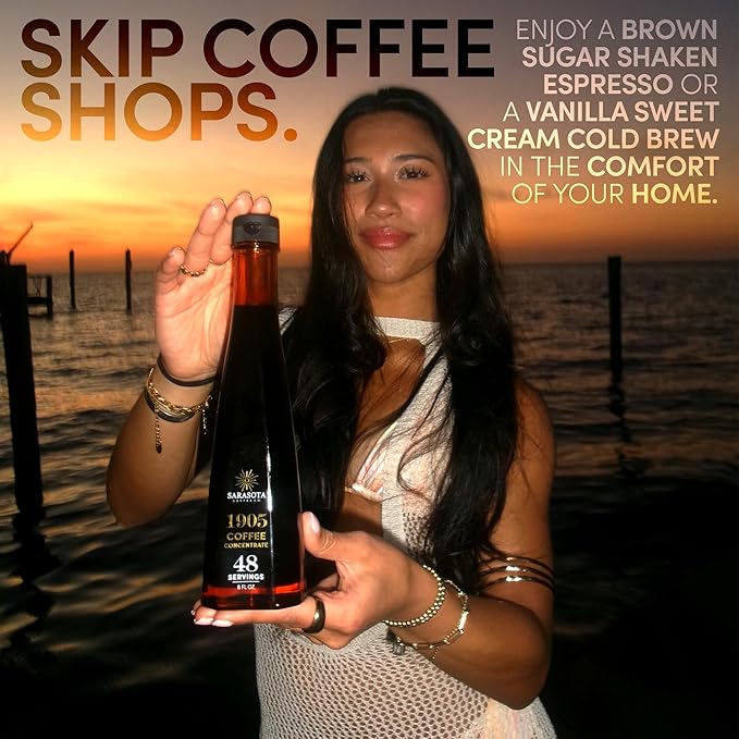 1905 Coffee Concentrate – Gourmet Cold Brew, 100% Natural & Low Acid, Premium Liquid for Hot and Iced Coffee Instant Espresso, or Lattes | 48 Servings – Sarasota Signature Original