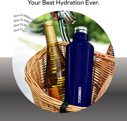 Corkcicle Classic Canteen Insulated Tumbler, Ceramic Slate, 25 oz – Reusable Water Bottle Keeps Beverages Cold for 25 Hours & Hot 12 Hours – Cupholder Friendly Tumbler with Screw-On Cap