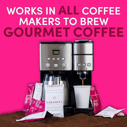 Coffee Packets – Jamaican Me Crazy Flavor | Medium Roast 1.5oz Pre-Measured Packs for 12-Cup Drip Makers | Low Acid Mold-Free Ground | 42 Pouches – Sarasota