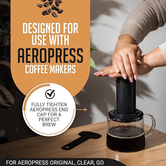 HEXNUB - Reusable Metal Filter for AeroPress Coffee Maker, Stainless Steel Filter Fits AeroPress Original & Go Coffee Press, Fuller Bodied Coffee Than Paper Filters - GOLD 3-PACK