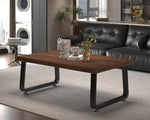 Load image into Gallery viewer, HSH Rustic Walnut Coffee Table, 39” Mid Century Modern Center Table, Rectangle Industrial Living Room Coffee Table, Simple Farmhouse Wood and Metal Tea Coffee Tables for Home Bedroom, Walnut, 39 in